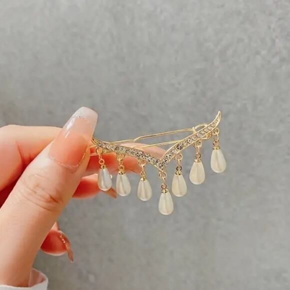 Gold Pearl Drop Barrett Hair Accessory main image 7